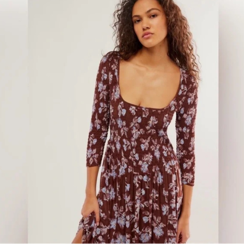 Free People It’s Fate Midi Dress in Coconut Combo